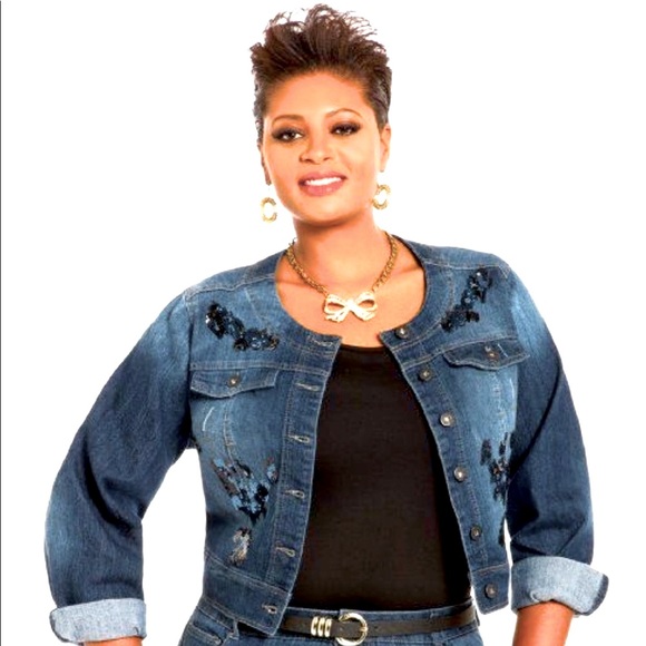 Ashley Stewart Jackets & Blazers - Sequin Denim Jacket
